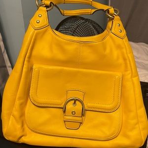 {Coach} Leather Satchel Bag purse yellow vintage